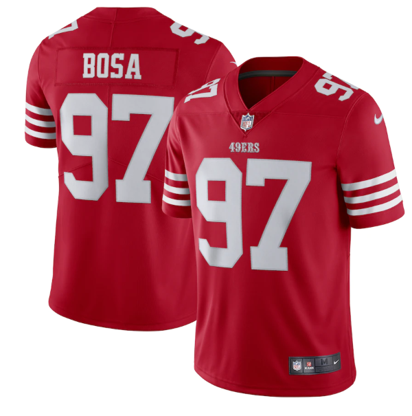 Men's San Francisco 49ers #97 Nike Bosa 2022 New Scarlet Vapor Untouchable Stitched Football Jersey Men's San Francisco 49ers #97 Nike Bosa 2022 New Scarlet Vapor Untouchable Stitched Football Jersey